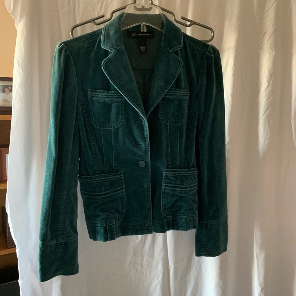 I.N.C. Teal Green Velour Jacket